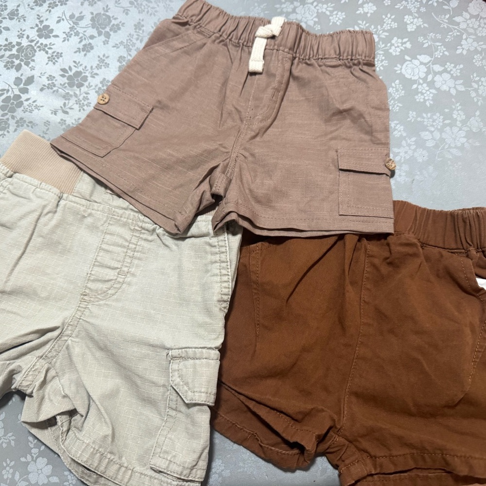 Carter's Trio of Cargo Shorts in Brown, Tan, Cream